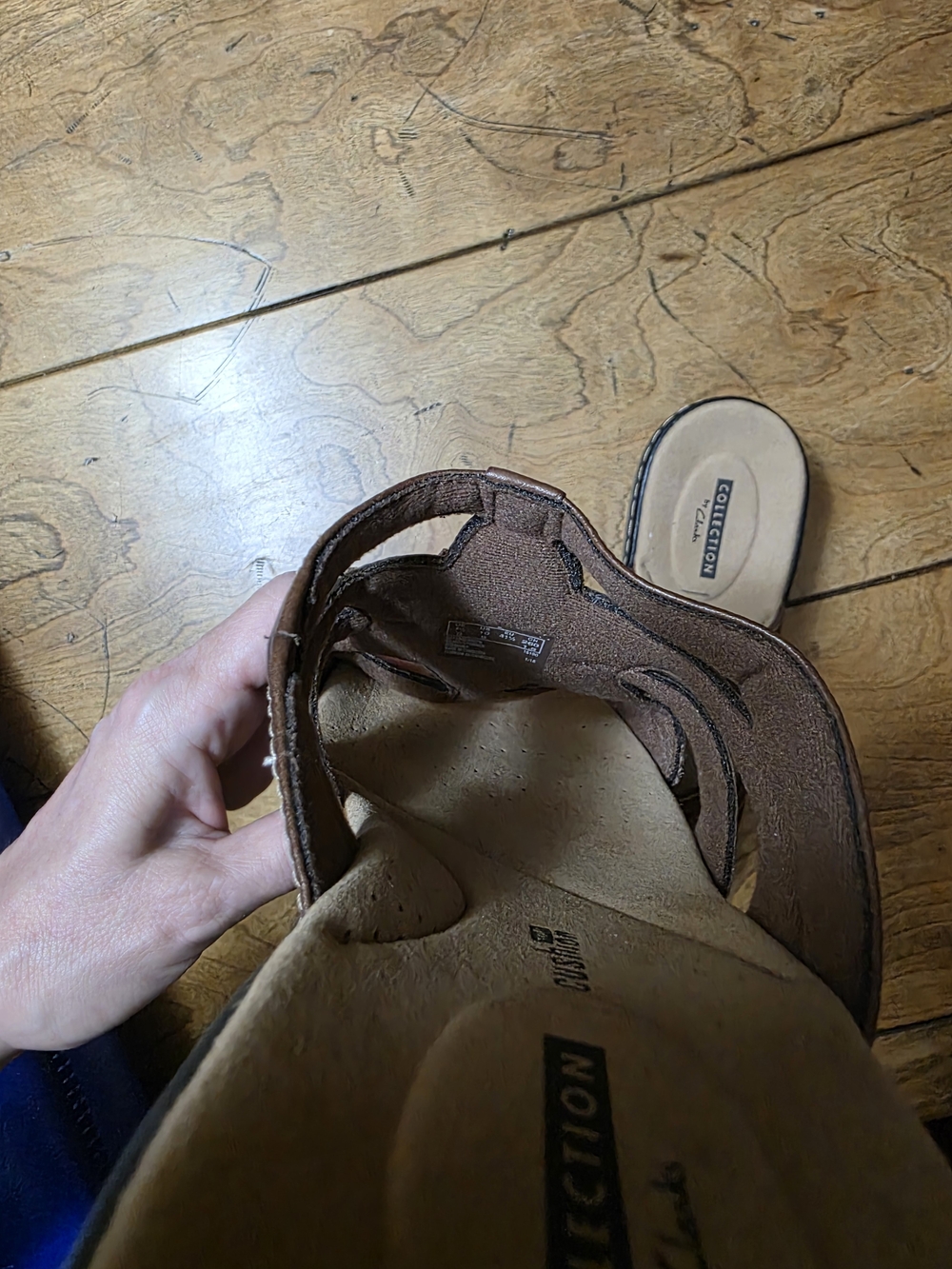 Clarks Brown Leather Floral Cutout Slide Mules - Picture 8 of 8